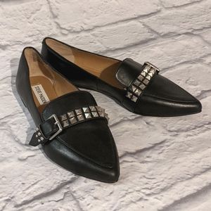 Steve Madden Black Leather Loafer w/ Studded Strap